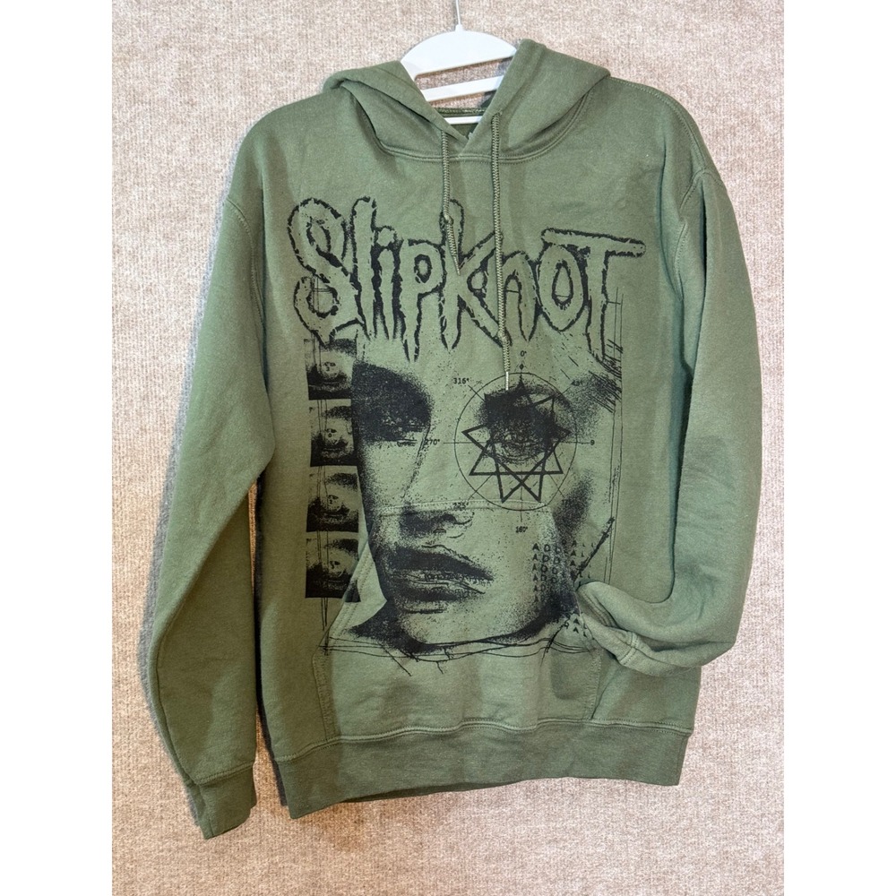 Slipknot Adderall Hoodie Mens Small Green Graphic Heavy Metal Rock Band Goth